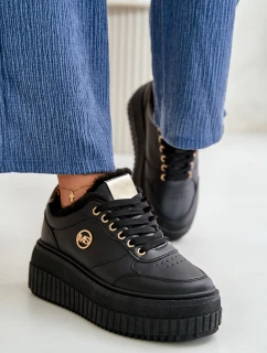 Sneakersy Dámské Sportovní Boty Zateplené Na Masivní Podešvi Černé Ardiela