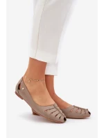 model 21684103 Pohodlné dámské kožené baleríny tmavě béžové - Zazoo