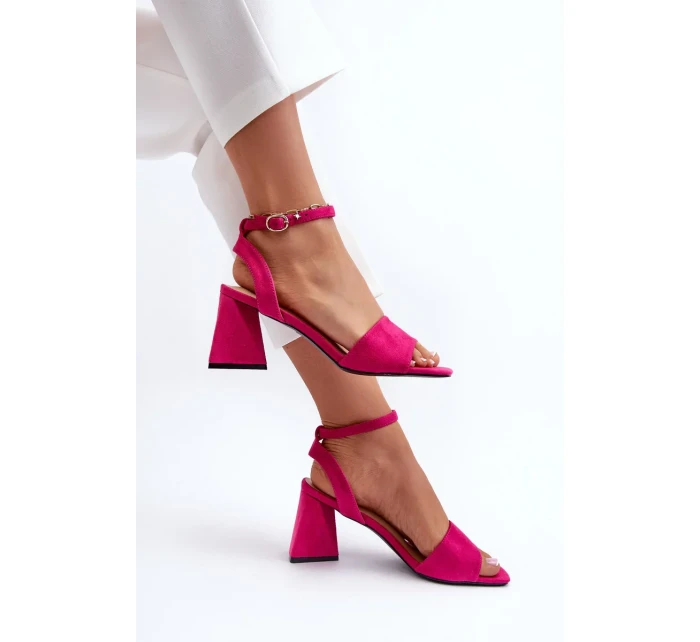 Dámské sandály na vysokém podpatku vyrobené z Eco Suede Fuchsia Upttima Dámské sandály na vysokém podpatku vyrobené z Eco Suede Fuchsia Upttima