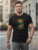 Pánské bavlněné tričko s rybářským potiskem černé FashionStreet NX0110R Pánské bavlněné tričko s rybářským potiskem černé FashionStreet NX0110R