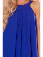 ALIZEE - Dámské šifonové šaty v chrpové barvě se zavazováním 350-9