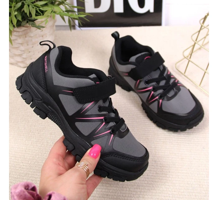 American Club Jr AM902A šedé trekové boty na suchý zip