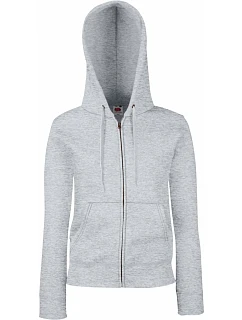 Fruit of the Loom Premium Lady-Fit Hooded Jacket Dámská mikina s kapucí 16.2118 heather grey