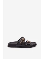 Dámské žabky se zlatými přezkami Eko kůže Černé Bellarya