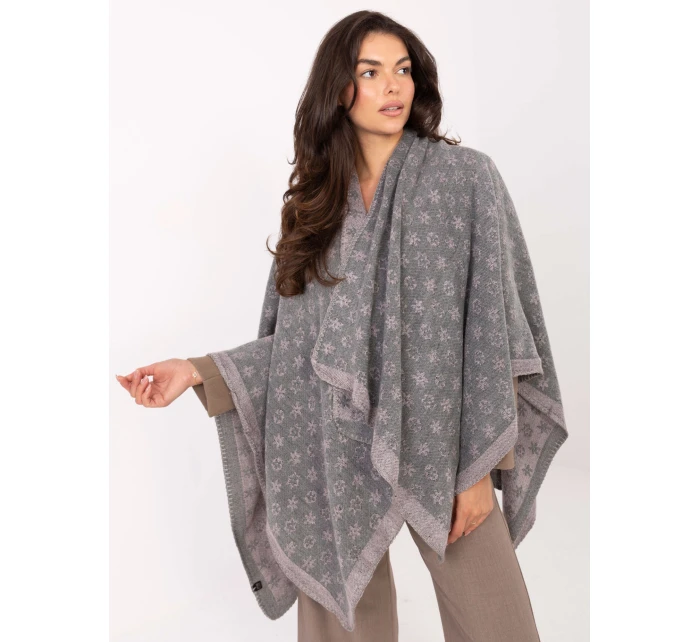 Poncho AT szaro różowy model 21334840 - FPrice Poncho AT szaro różowy model 21334840 - FPrice