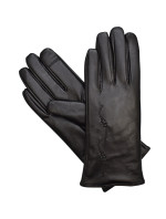 Semiline Dámské kožené antibakteriální rukavice P8205-0 Black