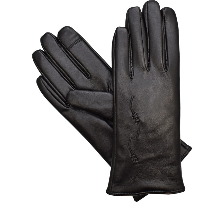 Semiline Dámské kožené antibakteriální rukavice P8205-0 Black