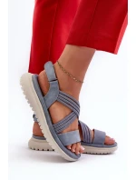 Lehké, pohodlné dámské sandály na suchý zip, modrá, Ceclea Lehké, pohodlné dámské sandály na suchý zip, modrá, Ceclea