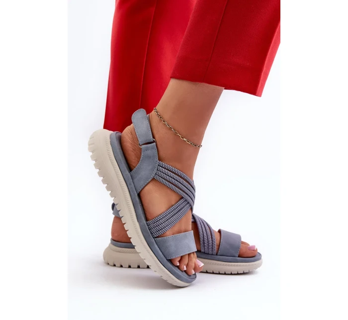 Lehké, pohodlné dámské sandály na suchý zip, modrá, Ceclea Lehké, pohodlné dámské sandály na suchý zip, modrá, Ceclea