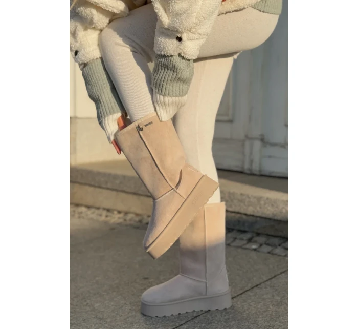 Vysoké Sněhule Na Platformě Big Star OO274894 Světle Béžové Vysoké Sněhule Na Platformě Big Star OO274894 Světle Béžové