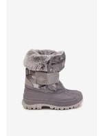 Dětské sněhule s kožíškem na suchý zip Lee Cooper – šedé Dětské sněhule s kožíškem na suchý zip Lee Cooper – šedé