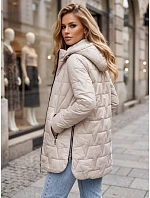 Dámská prošívaná bunda s odnímatelnou kapucí, světle šedá, FashionStreet TY5792 Dámská prošívaná bunda s odnímatelnou kapucí, světle šedá, FashionStreet TY5792