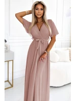 Dlouhé šaty se výstřihem a vázáním model 22316503 - numoco basic