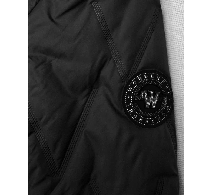 Dámská prošívaná bunda s asymetrickou spodní částí Goodlookin černá (B8592-1)