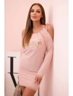 Dámské šaty s 3/4 rukávy a krajkou na zádech fango