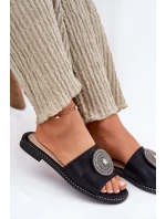 Dámské Pantofle Na Plochém Podpatku S Ozdobou model 21696758 Černé - S.Barski