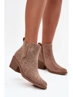 Dámské kovbojky na podpatku béžové model 21713537 - S.Barski Dámské kovbojky na podpatku béžové model 21713537 - S.Barski