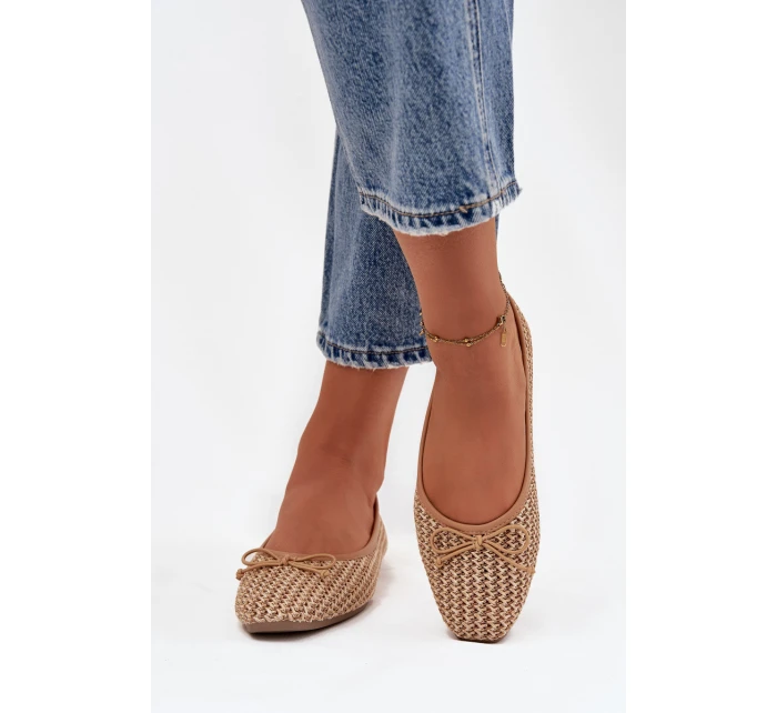 Baleríny s pletenkou a mašličkou Camel Belirra