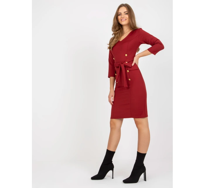 Sukienka LK SK model 21717599 ciemny czerwony - FPrice Sukienka LK SK model 21717599 ciemny czerwony - FPrice