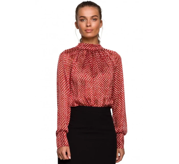 S235 Chiiffonová halenka se zavazováním na zádech - model 2