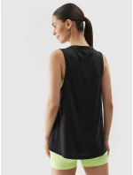 Dámský sportovní top z recyklovaných materiálů 4F - černý Dámský sportovní top z recyklovaných materiálů 4F - černý