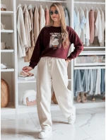 Dámská oversize mikina s potiskem GOOSHY vínová FashionStreet BY1426