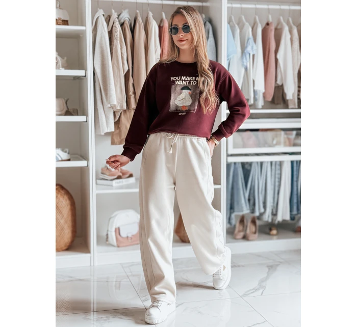 Dámská oversize mikina s potiskem GOOSHY vínová FashionStreet BY1426