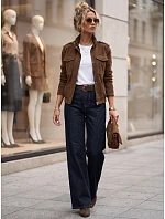 damskie wide leg z wysokim stanem i paskiem granatowe model 22358248 - FashionStreet damskie wide leg z wysokim stanem i paskiem granatowe model 22358248 - FashionStreet