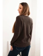 Svetr dámský z baby alpak s dlouhým rukávem hnědý