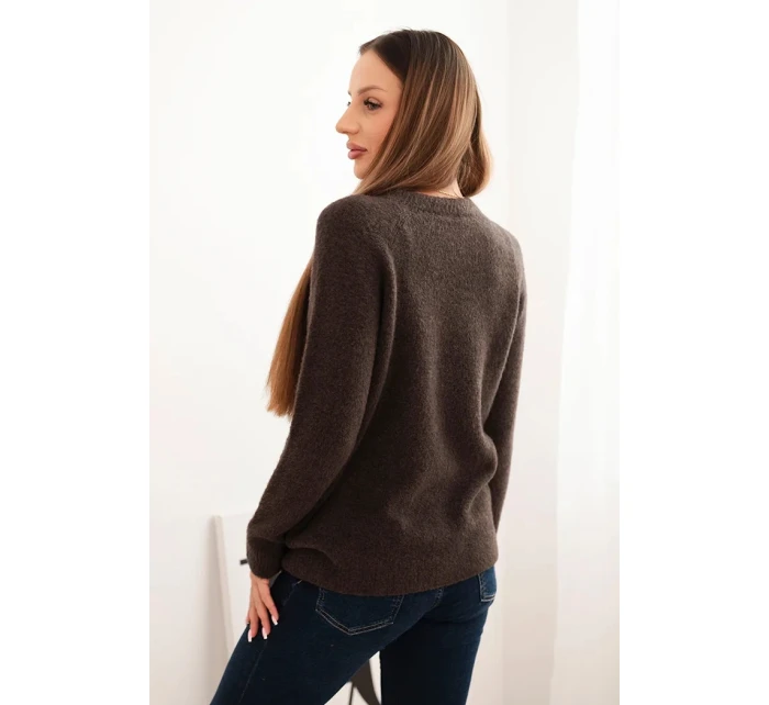 Svetr dámský z baby alpak s dlouhým rukávem hnědý