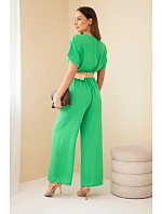 Kombinéza s ozdobným páskem v pase zelený