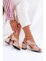 Elegantní Dámské Sandály Na Podpatku model 21695150 Béžové - VINCEZA