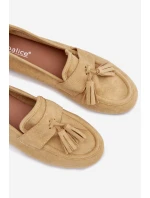 Dámské mokasíny ploché s třásněmi Žluté model 21919055 - Boto