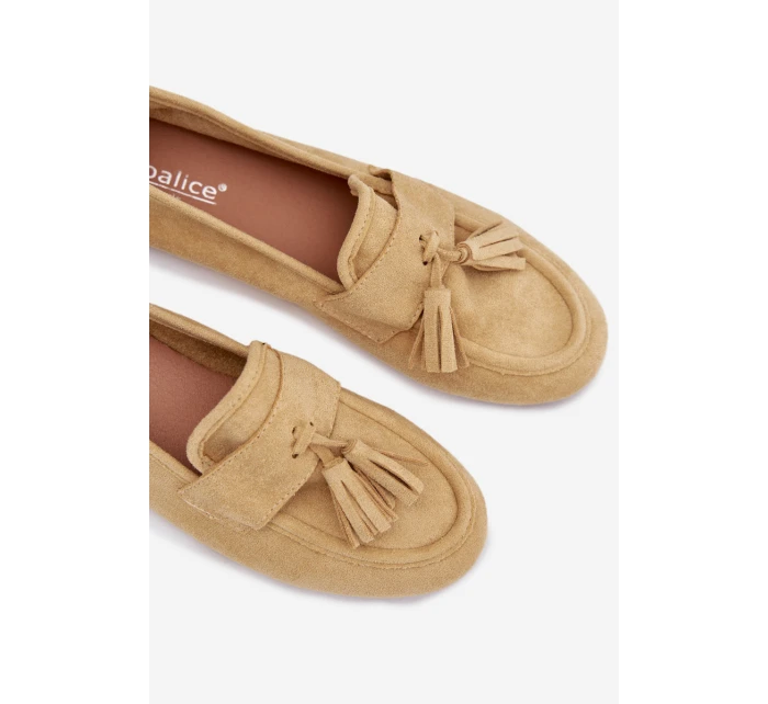 Dámské mokasíny ploché s třásněmi Žluté model 21919055 - Boto