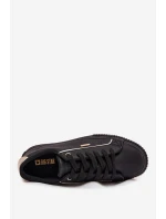 Dámské tenisky z eko kůže Big Star – černo-zlaté Dámské tenisky z eko kůže Big Star – černo-zlaté