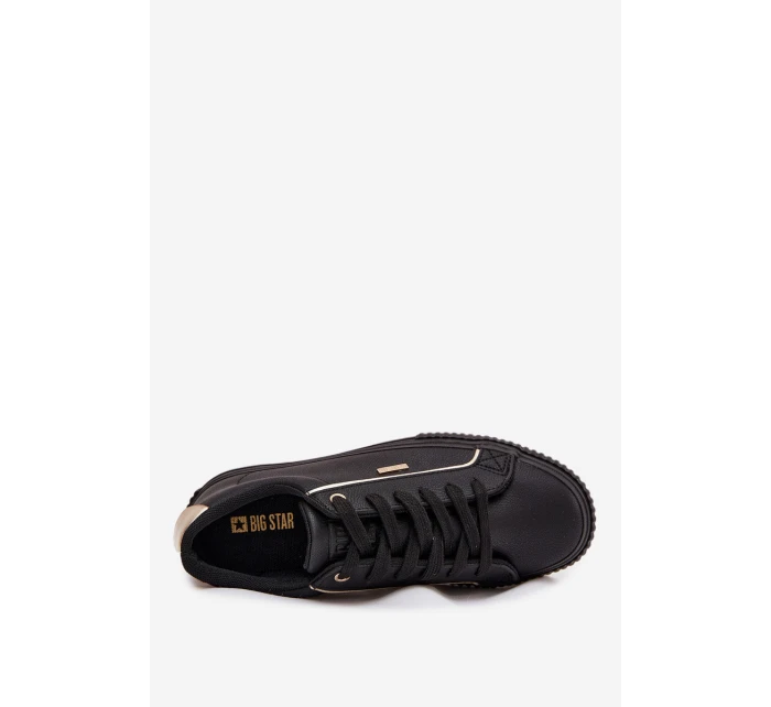 Dámské tenisky z eko kůže Big Star – černo-zlaté Dámské tenisky z eko kůže Big Star – černo-zlaté
