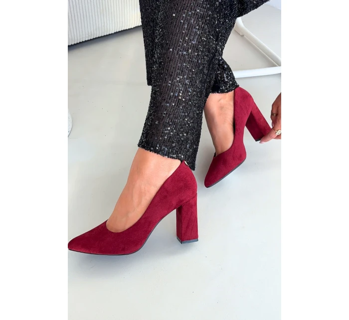 Dámské semišové lodičky na podpatku Sergio Leone – bordové Dámské semišové lodičky na podpatku Sergio Leone – bordové