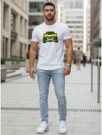 Pánské tričko s potiskem auta bílé FashionStreet NX5015R Pánské tričko s potiskem auta bílé FashionStreet NX5015R
