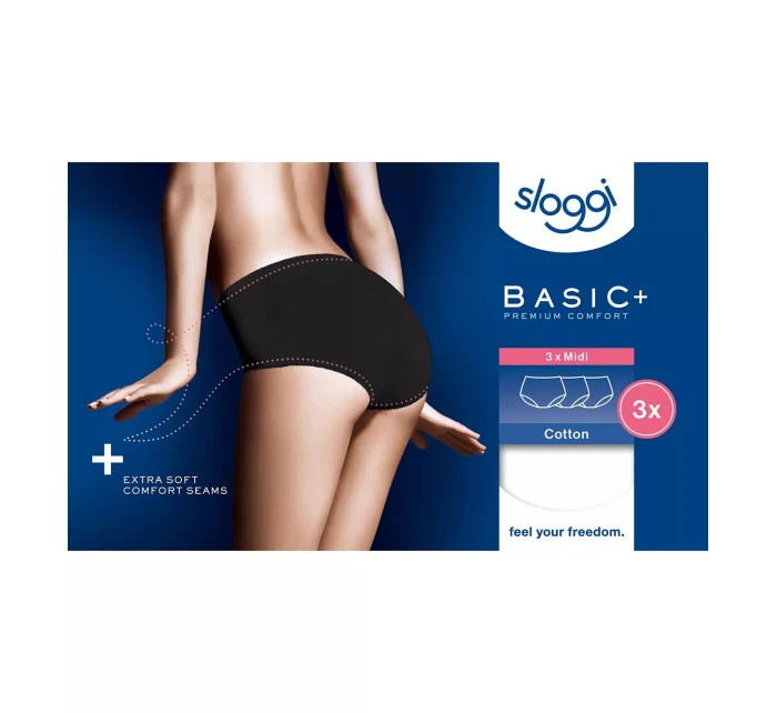 sloggi Basic+ Midi 3P - BLACK - SLOGGI BLACK - SLOGGI