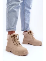 Dámské kožené trapery světle béžové model 21631395 - Boto Dámské kožené trapery světle béžové model 21631395 - Boto