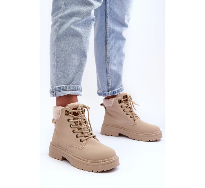 Dámské kožené trapery světle béžové model 21631395 - Boto Dámské kožené trapery světle béžové model 21631395 - Boto