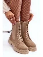 Dámské Vyšívané Kožené Boty Bežové Nicole 2836 Dámské Vyšívané Kožené Boty Bežové Nicole 2836