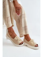 Zazoo 2939 Kožené Dámské Sandály S Mašlí Světle Béžové Zazoo 2939 Kožené Dámské Sandály S Mašlí Světle Béžové