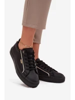 Dámské Tenisky Z Eko Kůže Big Star SS274025 Černo-Zlaté Dámské Tenisky Z Eko Kůže Big Star SS274025 Černo-Zlaté