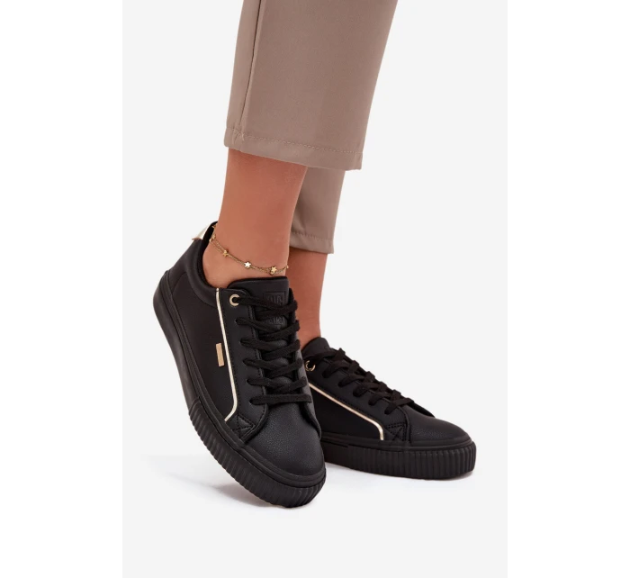 Dámské Tenisky Z Eko Kůže Big Star SS274025 Černo-Zlaté Dámské Tenisky Z Eko Kůže Big Star SS274025 Černo-Zlaté