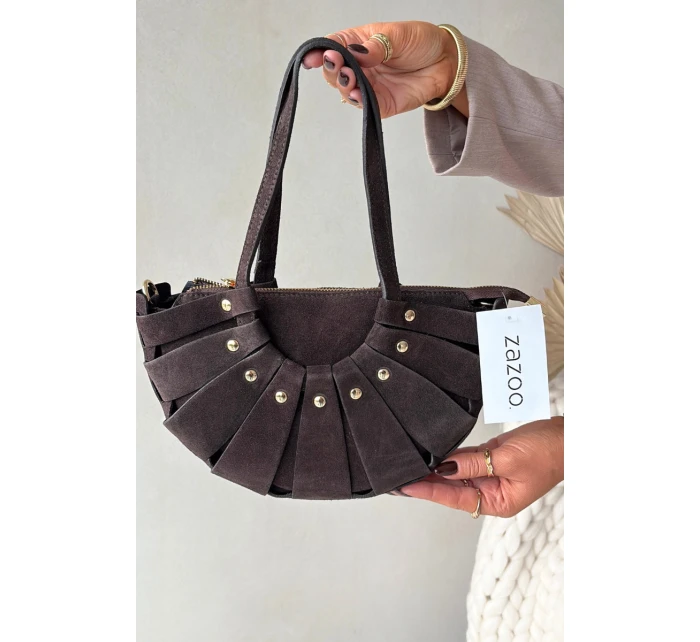 Kabelka z přírodního semiše čokoládová model 21728397 - Boto Kabelka z přírodního semiše čokoládová model 21728397 - Boto