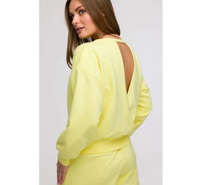 B293 Mikina s otevřenými zády - lemon
