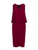 S422 Šaty s krajkovou vsadkou - bordó