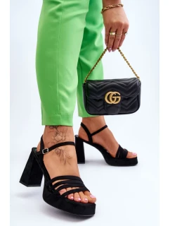 Dámské semišové sandály na platformě Černé Verda