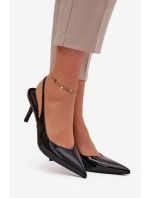 Lakované dámské lodičky na jehlovém podpatku – černé Phelia Lakované dámské lodičky na jehlovém podpatku – černé Phelia